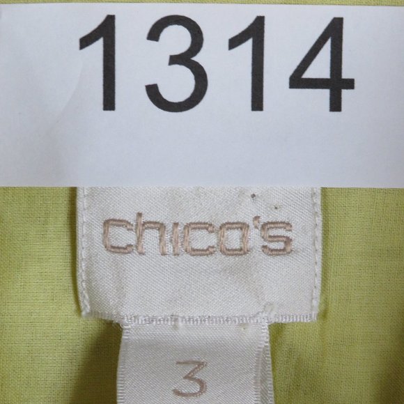Chico's* Women's Long Tab Sleeve Button Down Curved Hem Shirt~ Size 3 - Picture 4 of 9